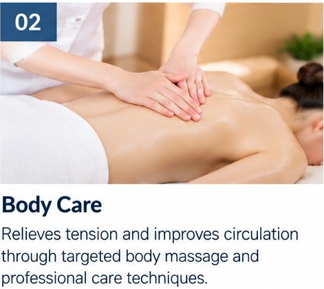 Body care and circulation work before the facial at Face Jion