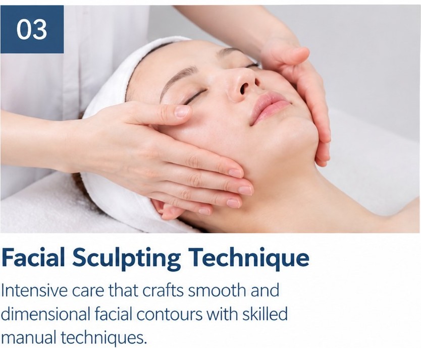 Facial sculpting by hand during the 80 minute treatment at Face Jion